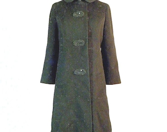 Elegant Vintage Black Wool Ladies' Coat
