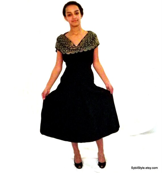 black gold dinner dress
