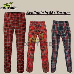 Pantaloni scozzesi da uomo personalizzati in tartan Pantaloni da abito in tartan fatti a mano Pantaloni in tartan delle Highlands per uomo Disponibili in oltre 40 tartan