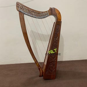 Handcrafted 22 Nylon Strings Lever Lyre Harp - Solid Rosewood Lyre Harp - Irish Lyre Harp - Celtic Design Highland Harp - Case + Strings Set