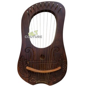Irish Harp Engraved Design Lyre Harp Rosewood 10 Strings Lyre Harp With Free Extra Strings, Tuning Key & Lyre Case