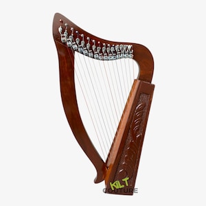 Handcrafted Rosewood 15 Strings Lyre Harp - Irish Lyre Harp With Nylon Mono Tech Strings - Free Lyre Carry Bag, Tuning Key & Extra Strings