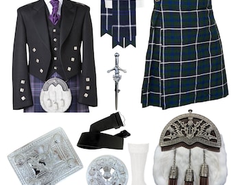 Men's Prince Charlie Kilt Outfit Scottish Thistle Kilt Set Available in 50+ Tartans