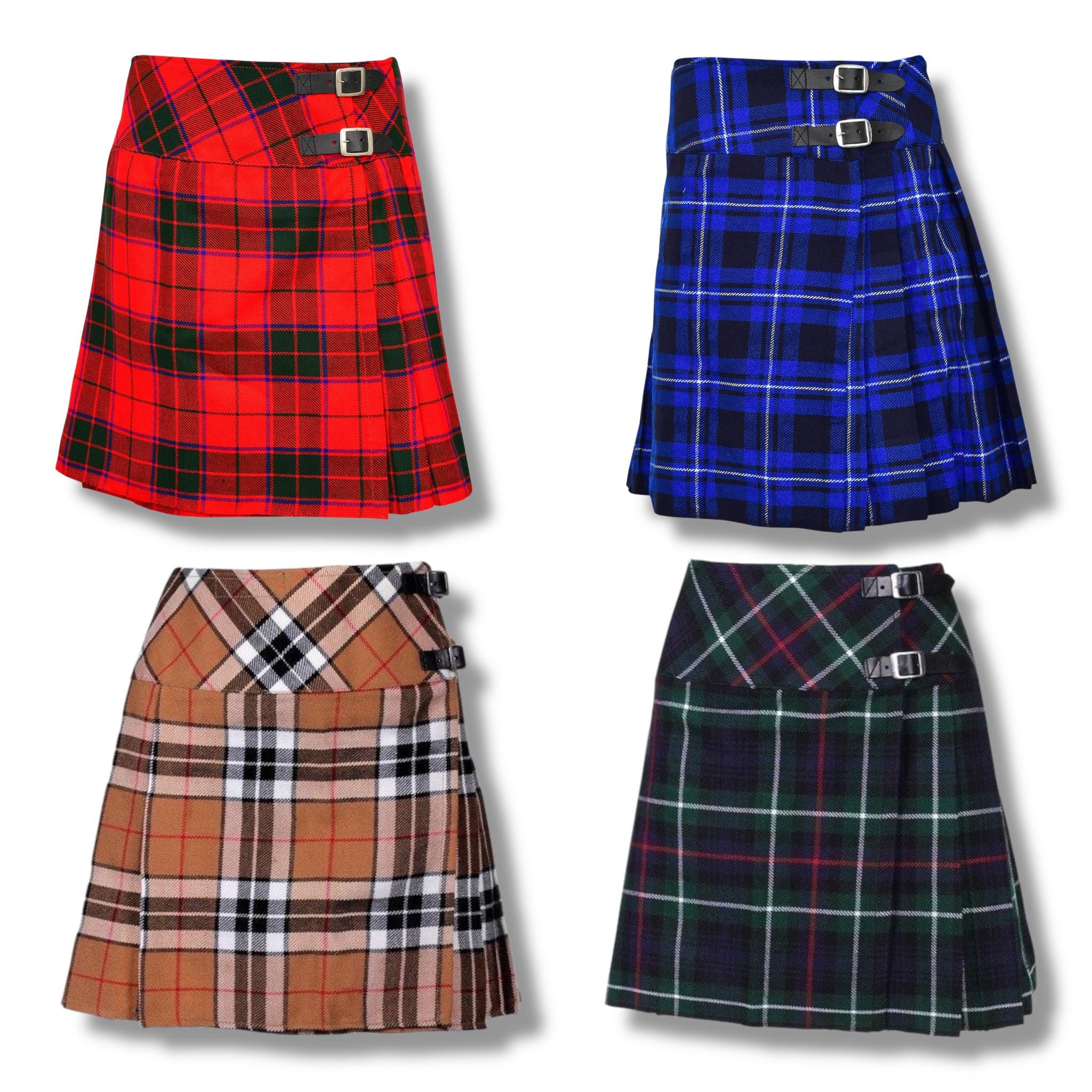 Ladies Tartan Mini Kilt - Back Pleated Ladies Skirt - Highland Games Kilt - Scottish Ladies Sports Mini Kilt - Available in 45+ Clan Tartans