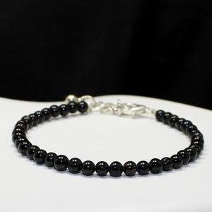 Natürliche Schwarzer Turmalin 4 mm Perlenarmband