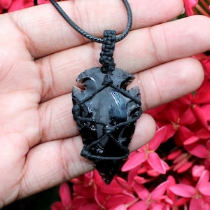 Black Obsidian Arrowhead Wrap Necklace