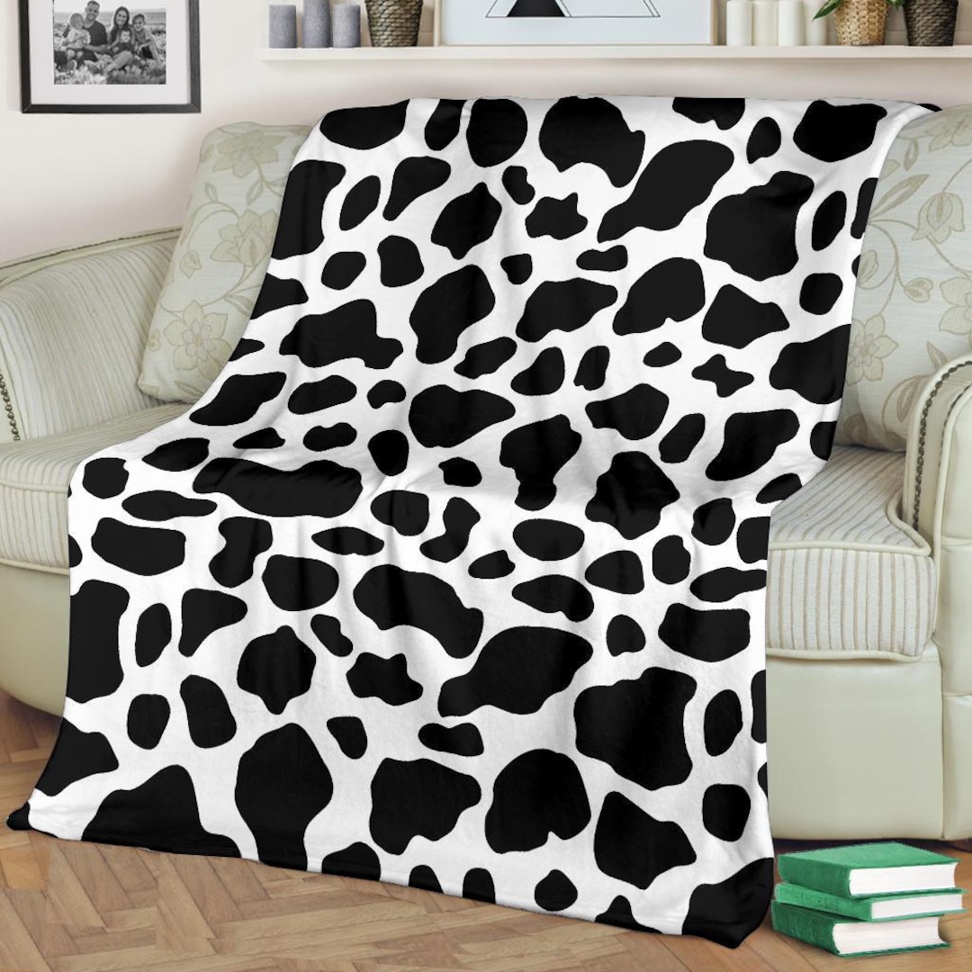 Brown Cow Pattern Print Hooded Blanket