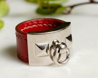 【HERMES】Collier de chien リング スモール★シルバー Hermés Collier De Chien Leather Ring, Vintage Hermés - Etsy