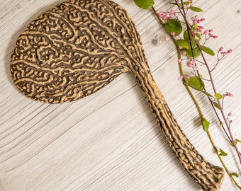 Antique Faux Bois Unique Shaped Hand Mirror 12"