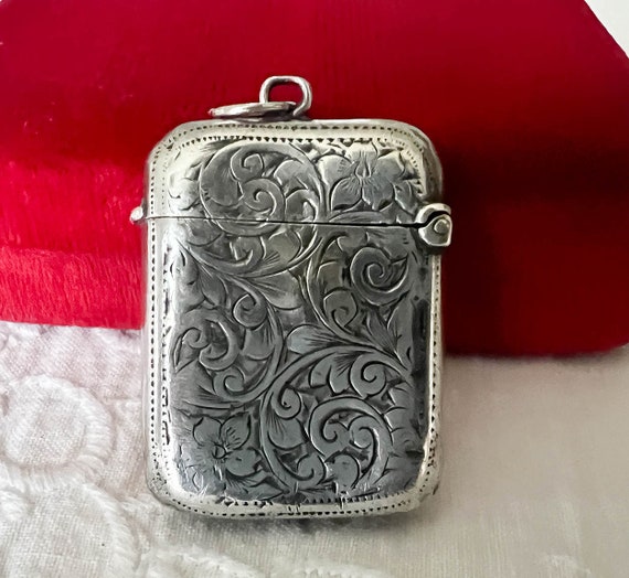 Victorian English Sterling Silver Vesta Pendant w… - image 3