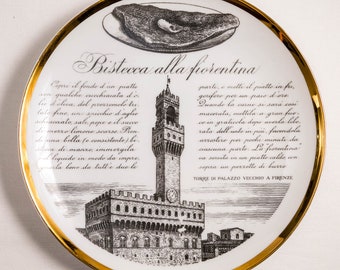 Rare Vintage Piero Fornasetti Specialita Toscane Recipe Plate #5, Milan Italy