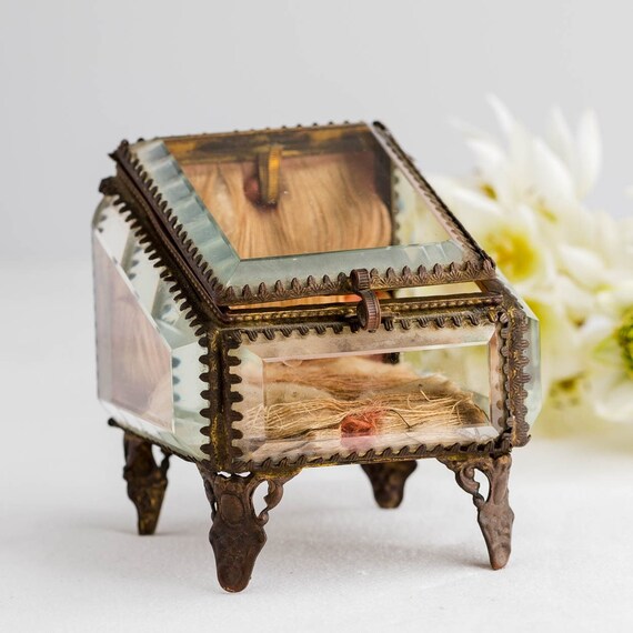 19th C. French Beveled Glass Pocket Watch Holder, Fre… Gem