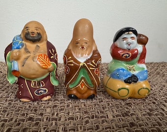 Complete Set of Seven Lucky Gods, Celluloid Plastic, Vintage