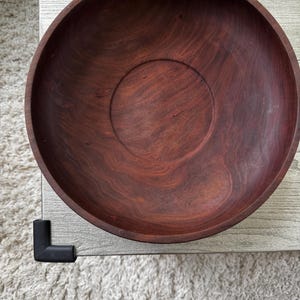 Hand-Turned Black Walnut Bowl — 11.5&quot; Wide Wooden Bowl, Rich Cocoa Grain — Vintage Salad/Fruit Bowl, Rustic Modern Kitchen Decor