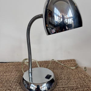 Vintage Chrome Gooseneck Desk Lamp Mid Century Modern Style Adjustable Task Lamp Retro Office Lighting - j