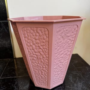 Vintage Pink Wastebasket – 1960s Textured Plastic Bin – Because Even Garbage Deserves a Glam Home