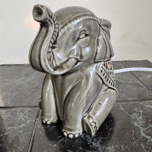 Vintage Ceramic ELEPHANT NIGHTLIGHT for child or adult  Retro Decor Statue  Wildlife Art - J