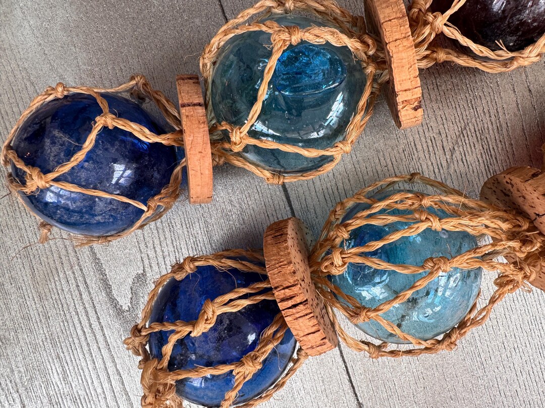 Vintage Inspired Glass Float Decor Set Hand Blown Style Coastal ...