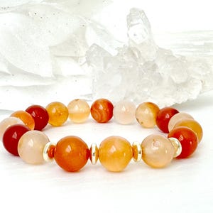 Carnelian Bracelet, Gemstone Bracelet, 17th Anniversary Gift, Natural Carnelian, Birthday Gift, Beaded Carnelian Bracelet