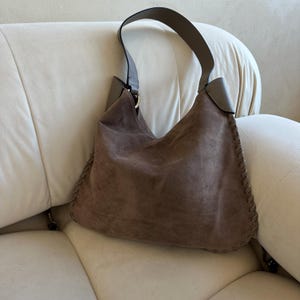 Women Suede Tote Bags, Leather Hobo Bags, Suede Shoulder Bag, Suede Handle Bag, Italian Genuine Leather Bag, Every Day Bag, Gift for her