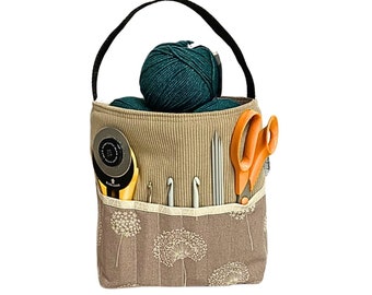 Projekttasche/Utensilo für Strick- und Häkelprojekte, Handgefertigter Nähkorb, Geschenk für Handarbeitsliebhaber, Organizer Geschenk