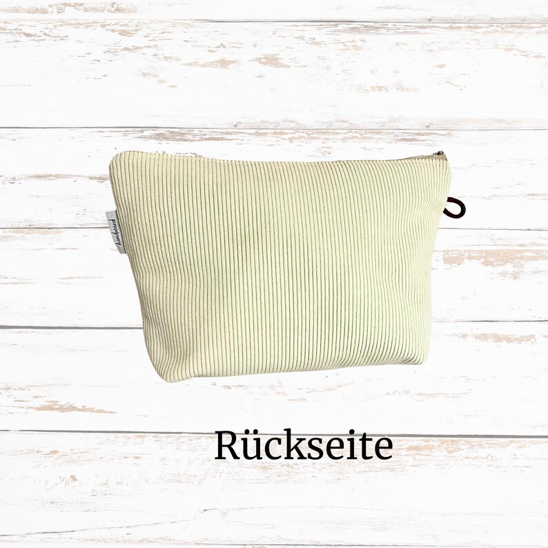 Kulturbeutel Baumwolle/Cord – handgemachter Kulturbeutel Damen – Kosmetiktasche Stoff mit Reissverschluss -Geschenk für Sie bild 5