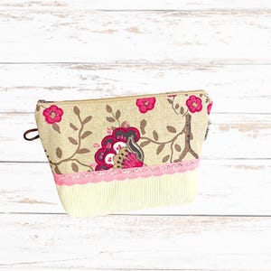 Kulturbeutel Baumwolle/Cord – handgemachter Kulturbeutel Damen – Kosmetiktasche Stoff mit Reissverschluss -Geschenk für Sie bild 2