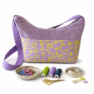 Cord Umhängetasche Damen Leo bunt lila Crossbody Tasche Kunstleder Handgemachte Tasche Schweiz Alltagstasche leicht Geschenk für Frauen image 2