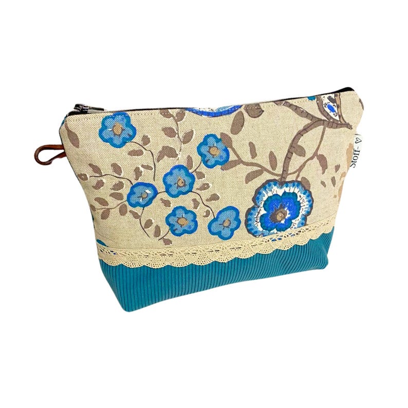 Kulturbeutel Baumwolle/Cord – handgemachter Kulturbeutel Damen – Kosmetiktasche Stoff mit Reissverschluss -Geschenk für Sie bild 4