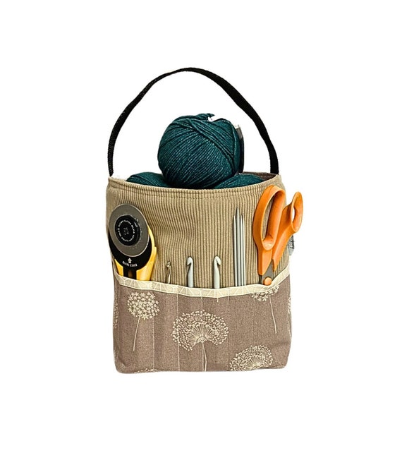 Projekttasche/Utensilo für Strick- und Häkelprojekte, Handgefertigter Nähkorb, Geschenk für Handarbeitsliebhaber, Organizer Geschenk