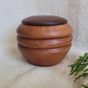 Hand-Turned Cherry Bowl with Lid, Cherry Bowl with Black Walnut Lid, Lidded Bowl, Small Wooden Bowl