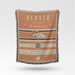Denver Broncos Vintage-Styled Woven Blanket / Retro Football Throw / NFL Team Decor / Classic Football Fan Gift image 1