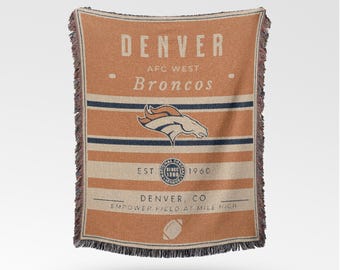 Denver Broncos Vintage-Styled Woven Blanket / Retro Football Throw / NFL Team Decor / Classic Football Fan Gift