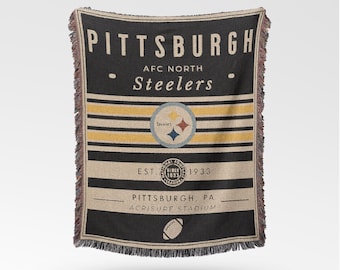 Pittsburgh Steelers Vintage-Styled Woven Blanket / Retro Football Throw / NFL Team Decor / Classic Football Fan Gift