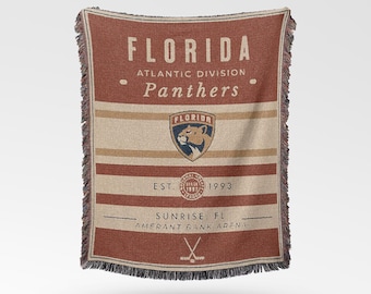 Florida Panthers vintage-inspirerad vävd filt / retro hockeypläd / NHL-lagdekor / klassisk hockeyfangåva