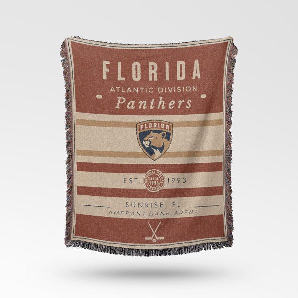 Manta tejida estilo vintage de los Florida Panthers / Manta retro de hockey / Decoración del equipo de la NHL / Regalo clásico para fanáticos del hockey