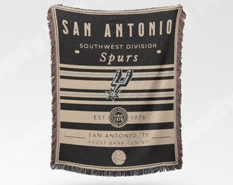 San Antonio Spurs Vintage-Styled Woven Blanket / Retro Basketball Throw / NBA Team Decor / Classic Basketball Fan Gift