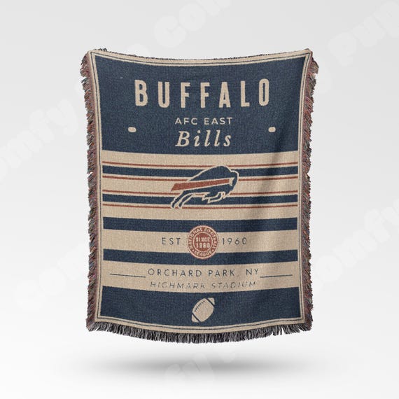 Vintage Buffalo Bills Woven Blanket / Retro Football Throw / NFL Team Decor / Classic Football Fan Gift