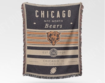 Chicago Bears Vintage-Styled Woven Blanket / Retro Football Throw / NFL Team Decor / Classic Football Fan Gift