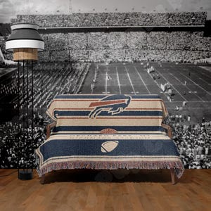Buffalo Bills Vintage-Styled Woven Blanket / Retro Football Throw / NFL Team Decor / Classic Football Fan Gift image 3