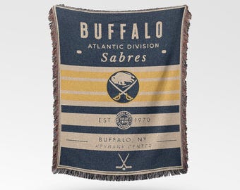 Buffalo Sabres Vintage-Styled Woven Blanket / Retro Hockey Throw / NHL Team Decor / Classic Hockey Fan Gift
