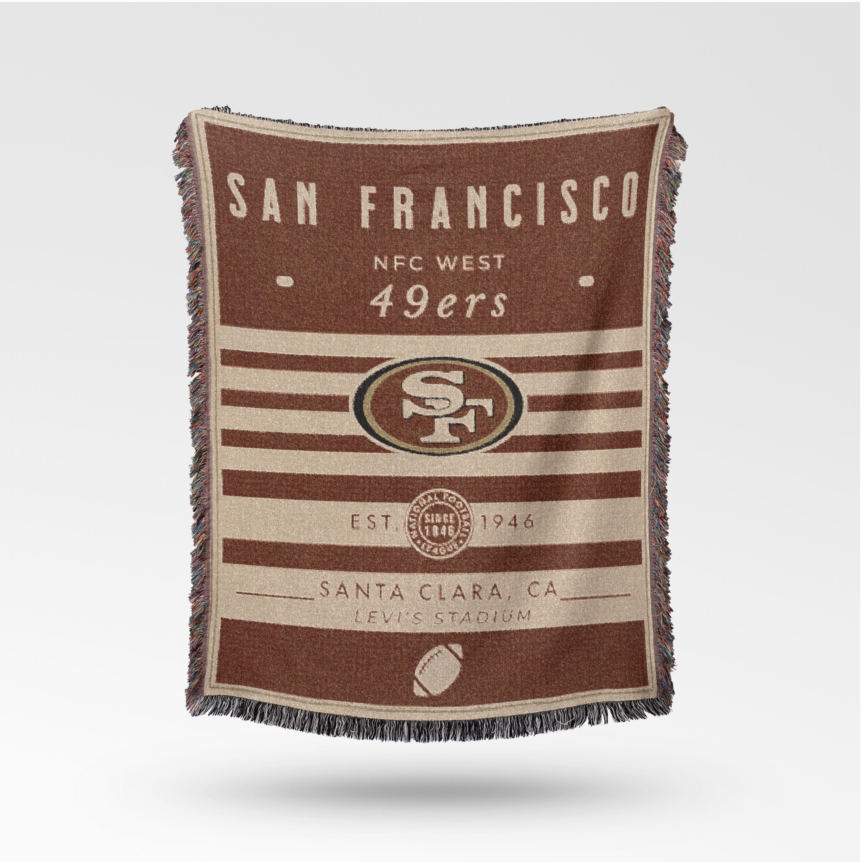 その他 USED BLANKET San Francisco 49ers Vintage-styled Woven Blanket / Retro Football