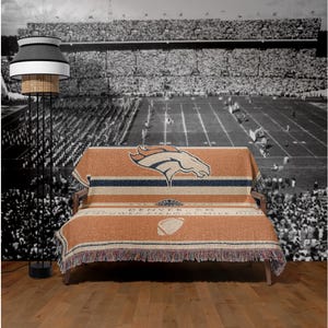 Denver Broncos Vintage-Styled Woven Blanket / Retro Football Throw / NFL Team Decor / Classic Football Fan Gift image 3