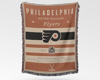Philadelphia Flyers vintage-stil vävd filt / retro hockeypläd / klassisk NHL-dekor / hockeyfanpresent