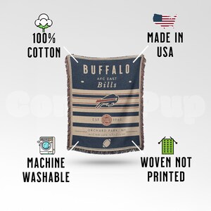 Buffalo Bills Vintage-Styled Woven Blanket / Retro Football Throw / NFL Team Decor / Classic Football Fan Gift image 2