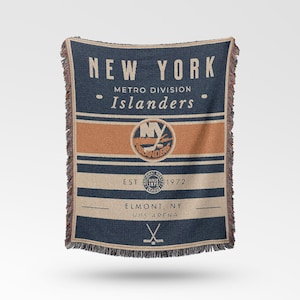 Vintage New York Islanders gewebte Decke / Retro Hockey Decke / NHL Team Dekor / Klassisches Hockey Geschenk