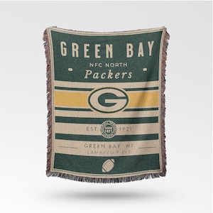 Green Bay Packers Vintage-Styled Woven Blanket / Retro Football Throw / NFL Team Decor / Classic Football Fan Gift image 1