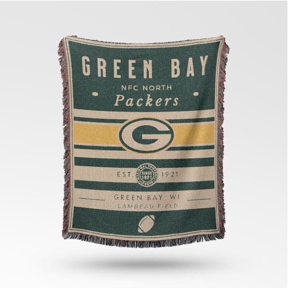 Green Bay Packers Vintage-Styled Woven Blanket / Retro Football Throw / NFL Team Decor / Classic Football Fan Gift