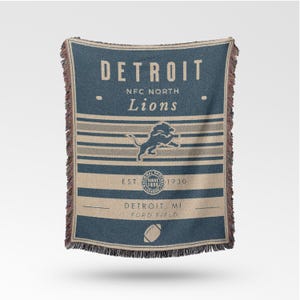Manta tejida vintage de los Detroit Lions / Manta retro de fútbol americano / Decoración del equipo de la NFL / Regalo clásico para fanáticos del fútbol americano