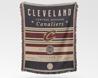 Cleveland Cavaliers Vintage-Styled Woven Blanket / Retro Basketball Throw / NBA Team Decor / Classic Basketball Fan Gift